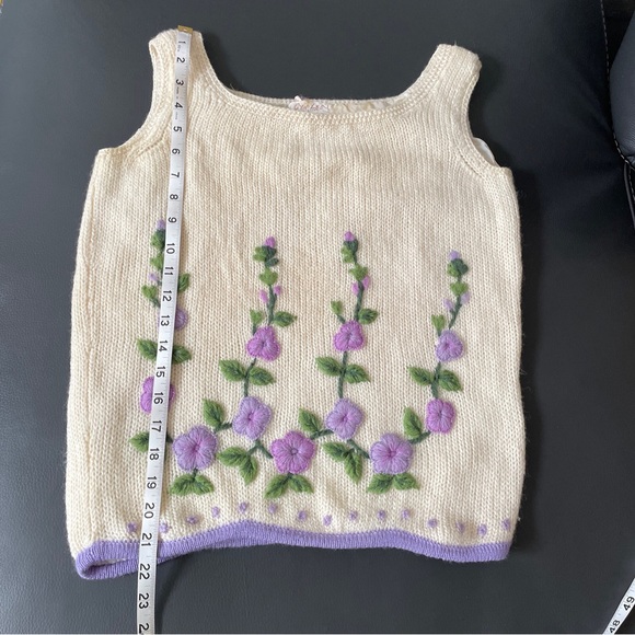 VTG 50s Cyn Les Vest Sz 40 Chest 34” Lined Wool 3D Embroidered Flowers Hong Kong - Picture 3 of 14